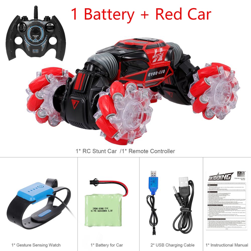 4WD RC Stunt Car Watch Gesture Sensor Control Deformable Electric RC Drift Car Transformer Car Toys for Kid Gift with LED Light