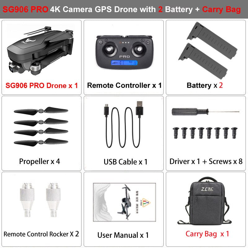 ZLRC SG906 Pro 2 RC Drone with 4K Camera GPS 5G WIFI 3-axis Gimbal Drone Quadcopter Professional 50X Zoom Brushless Drones Toys