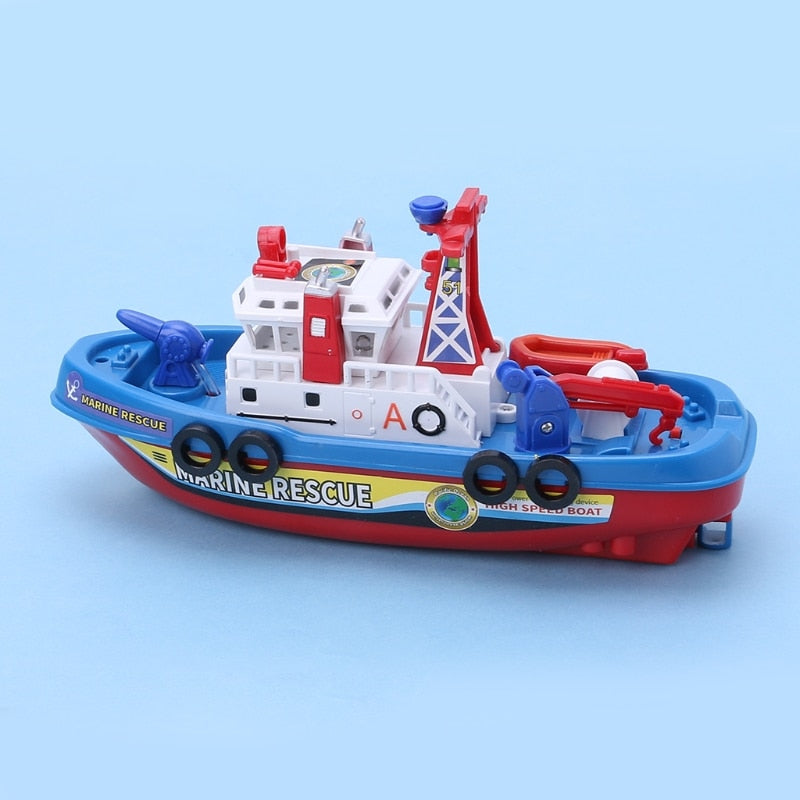 Fast Speed Music Light Electric Marine Rescue Fire Fighting Boat Toy  for Kids