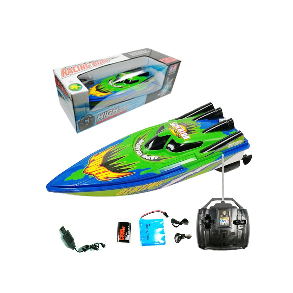 4 Channels RC Boats Plastic Fast Boat Rowing Navigation Remote Control Speed Waterproof Electric Toy Twin Motor Kid Chirdren Toy