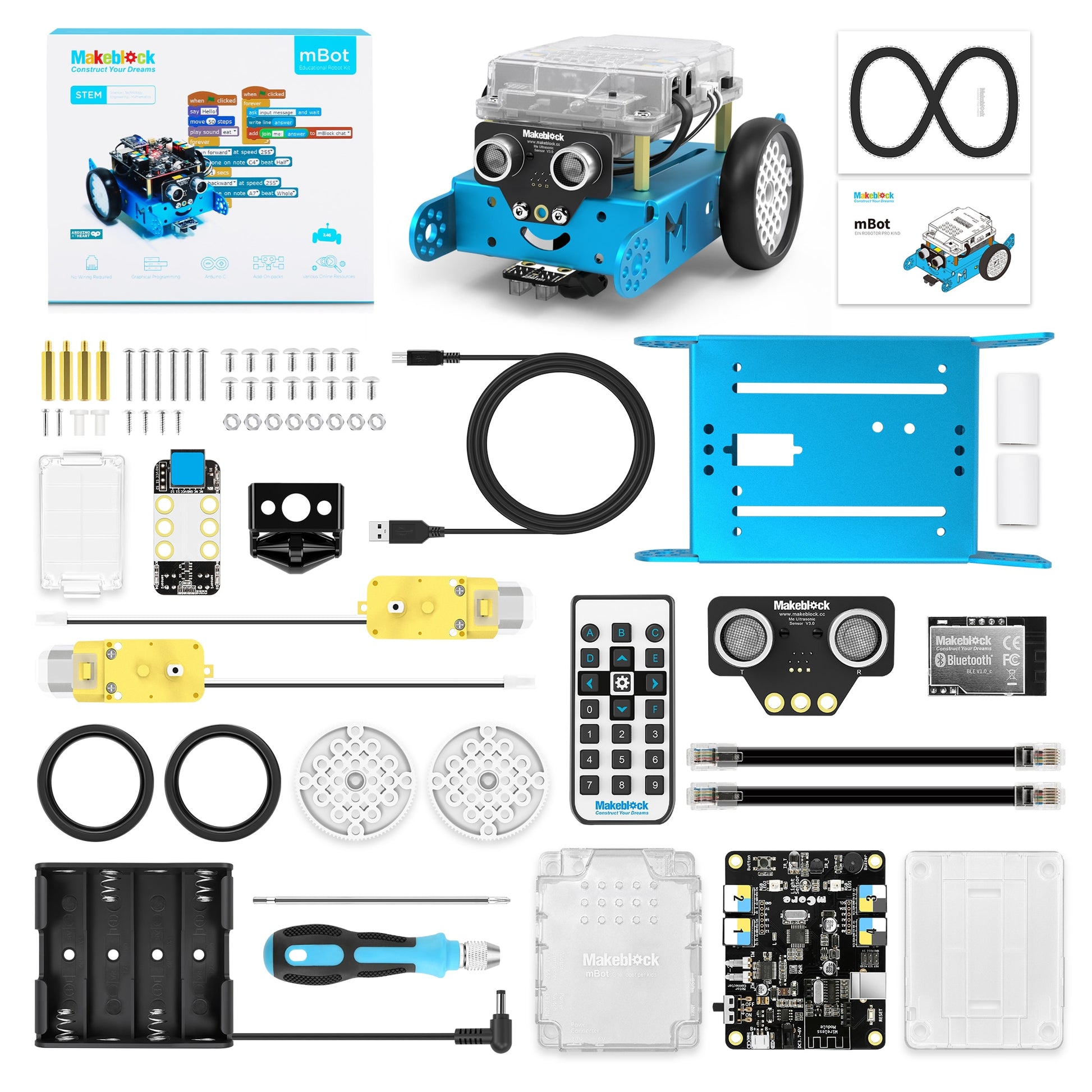Makeblock mBot DIY Robot Kit, Arduino,Entry-level Programming for Kids, STEM Education. (Blue, Bluetooth Version)